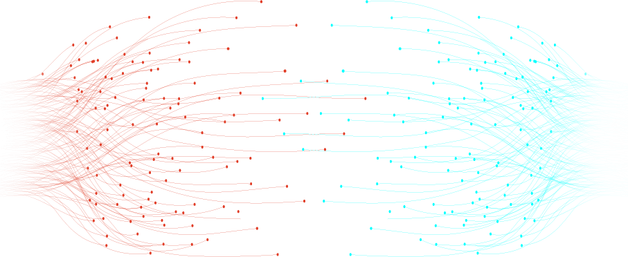 image of lines cascading from left to right like a swarm of insects
